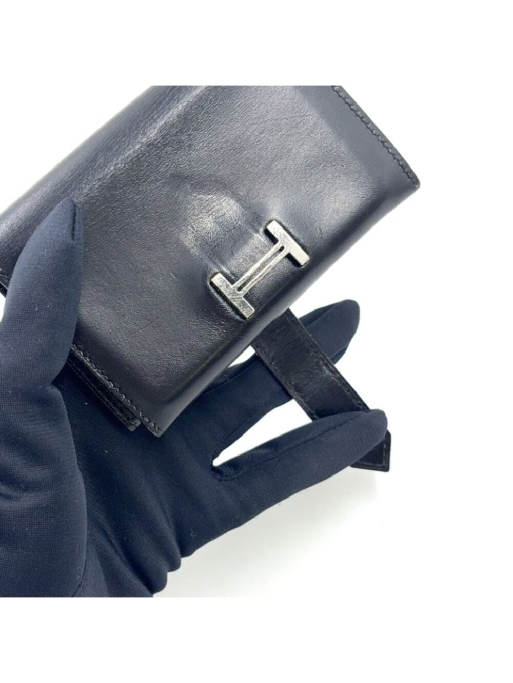 Hermes Bearn Box Calf Black Card Case Silver - Picture 11 of 15